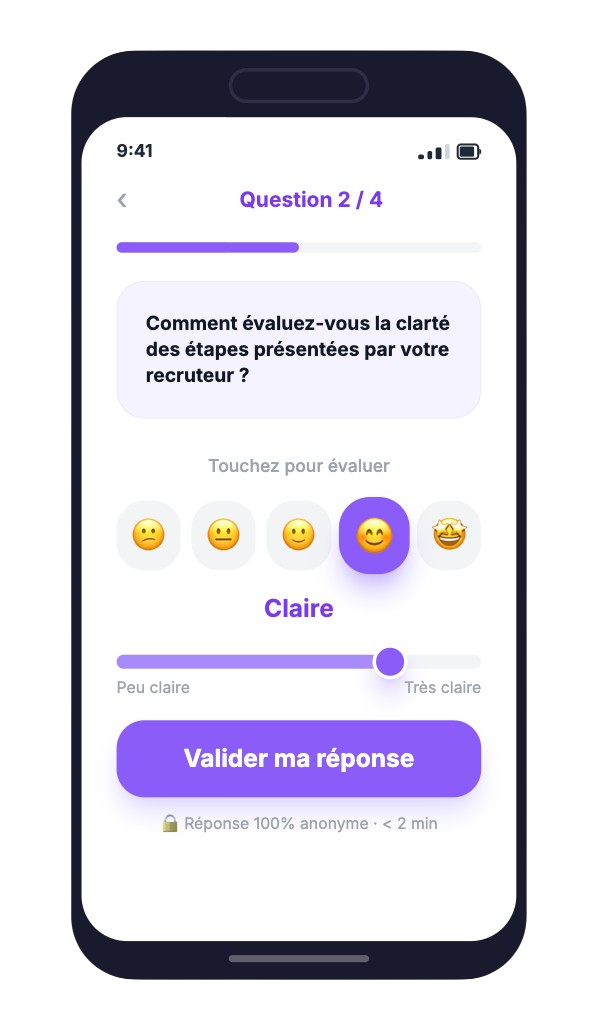 Candidate experience micro-survey on mobile