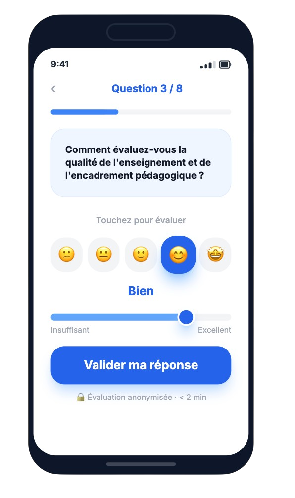 Speak & Act mobile student survey interface