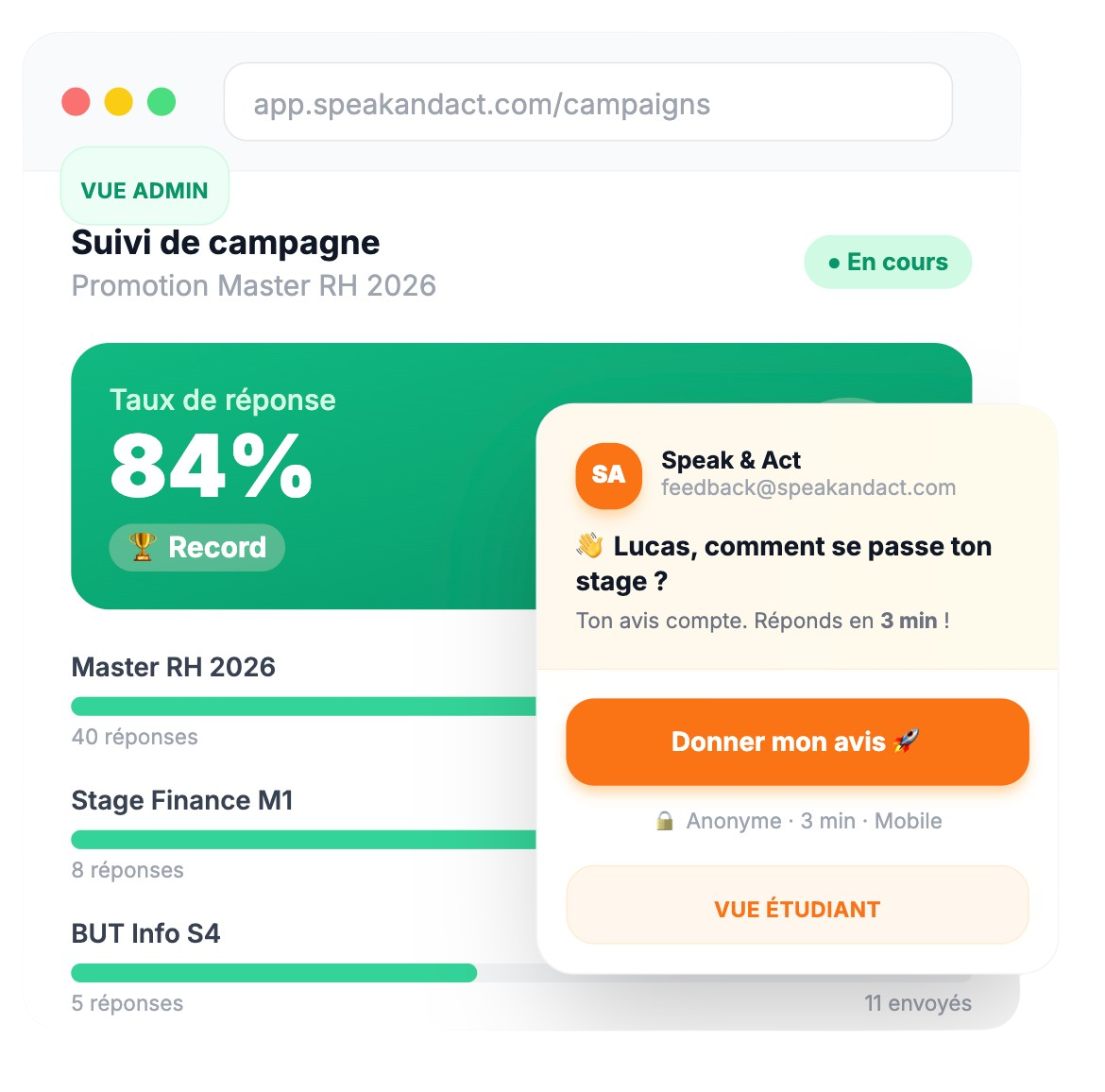 Suivi en temps réel de la campagne d'enquête stagiaires et alternants